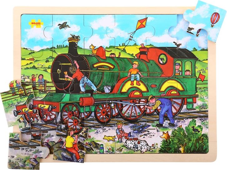 Bigjigs Toys Dřevěné puzzle vlak 24 dílků - obrázek 1