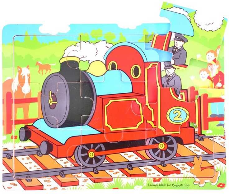 Bigjigs Toys Dřevěné puzzle vlak 9 dílků - obrázek 1