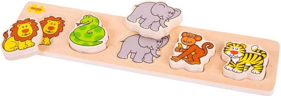 Bigjigs Toys Bigjigs Baby Dřevěné vkládací puzzle safari - obrázek 1