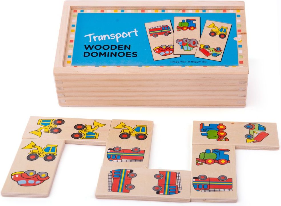 Bigjigs Toys Dřevěné domino dopravní prostředky - obrázek 1