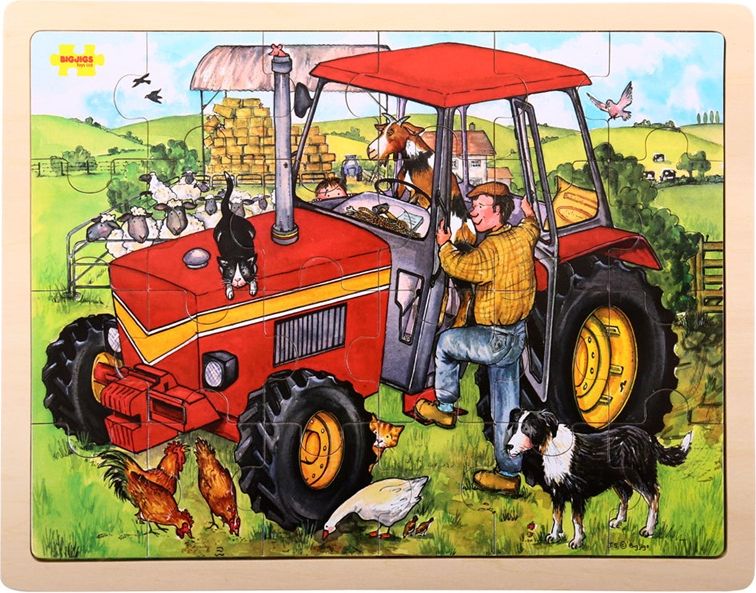 Bigjigs Toys Dřevěné puzzle traktor 24 dílků - obrázek 1