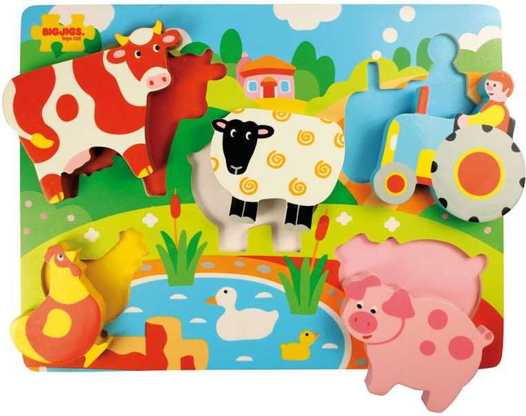 Bigjigs Toys Dřevěné vkládací puzzle Farma - obrázek 1