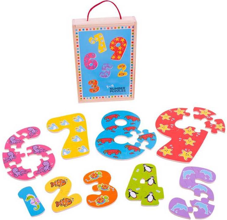 Bigjigs Toys Dřevěné puzzle čísla 1-9 - obrázek 1
