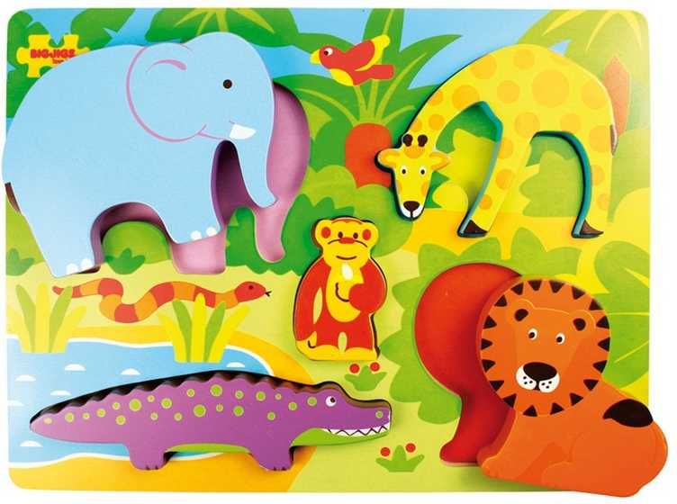 Bigjigs Toys Dřevěné vkládací puzzle Safari - obrázek 1