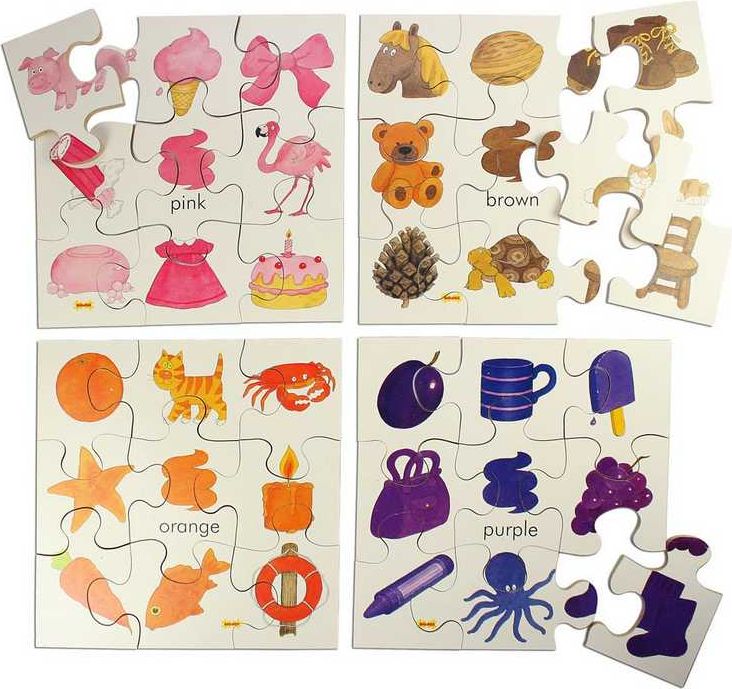 Bigjigs Toys Dřevěné didaktické puzzle barvy 4v1 - obrázek 1