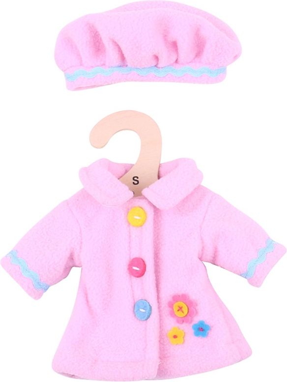 Bigjigs Toys Růžový kabátek s čepičkou pro panenku 28 cm - obrázek 1