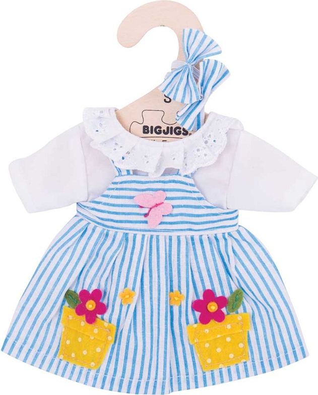 Bigjigs Toys Modré pruhované šaty pro panenku 28 cm - obrázek 1