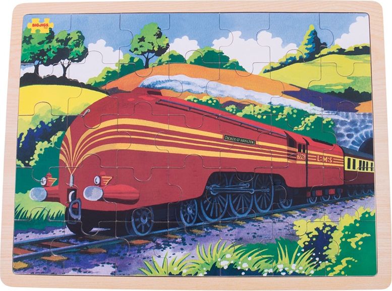 Bigjigs Toys Dřevěné puzzle historický vlak Vévodkyně z Hamiltnu 35 dílků - obrázek 1