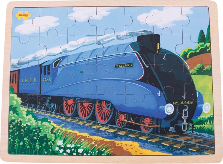 Bigjigs Toys Dřevěné puzzle historický vlak Mallard 35 dílků - obrázek 1