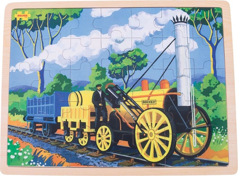 Bigjigs Toys Dřevěné puzzle historický vlak Rocket 35 dílků - obrázek 1