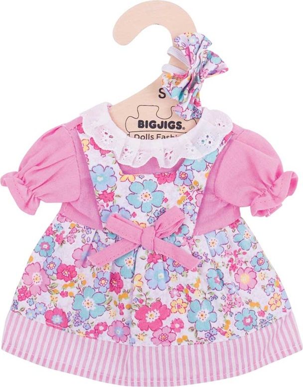 Bigjigs Toys Růžové květinové šaty pro panenku 28 cm - obrázek 1