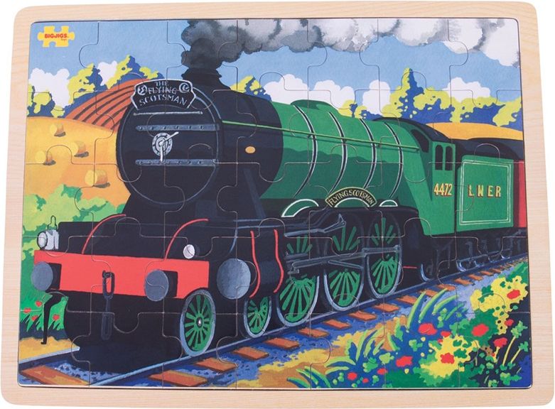 Bigjigs Toys Dřevěné puzzle historický vlak Flying Scotsman 35 dílků - obrázek 1