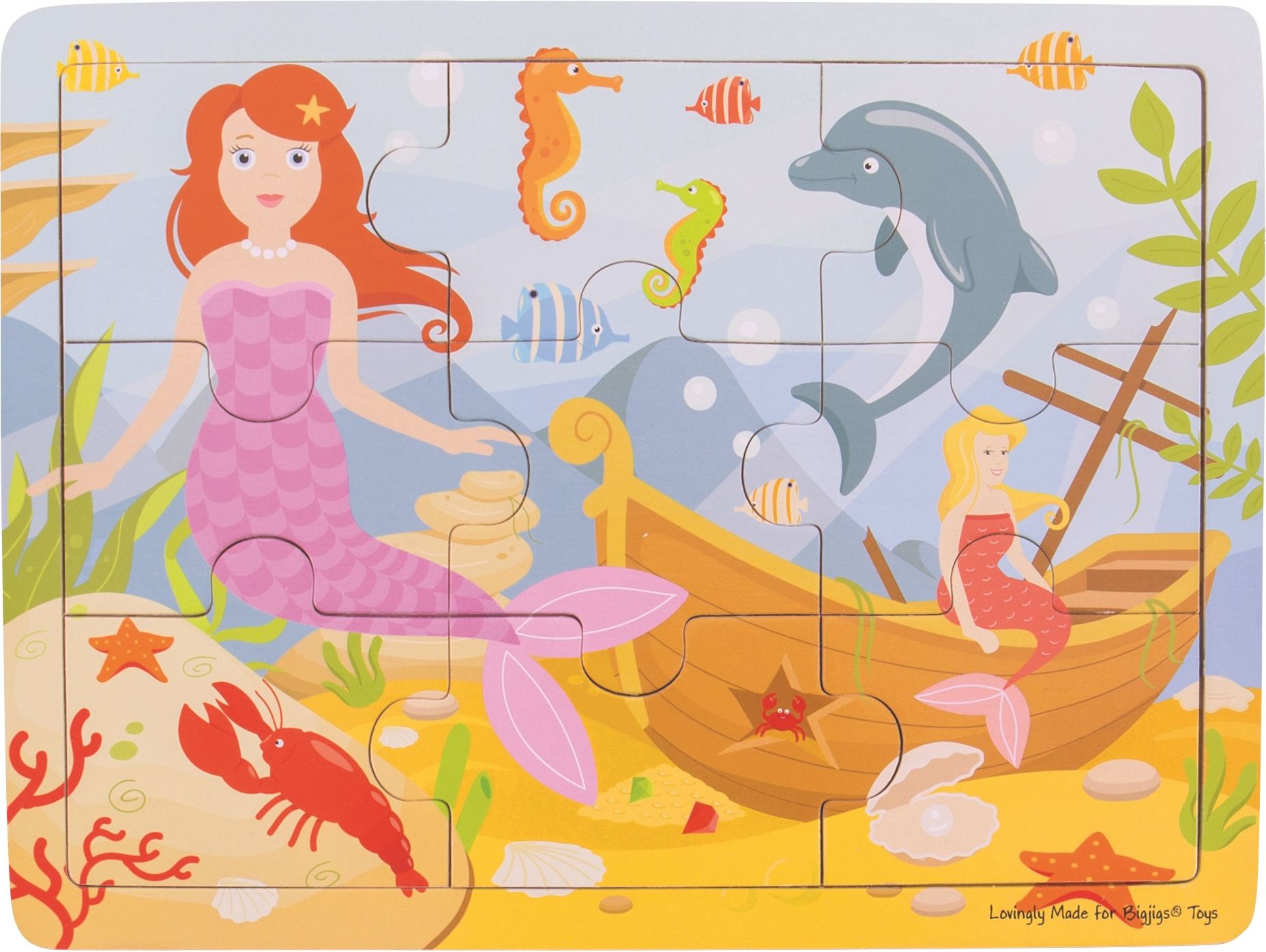 Bigjigs Toys Dřevěné puzzle Mořská panna - obrázek 1