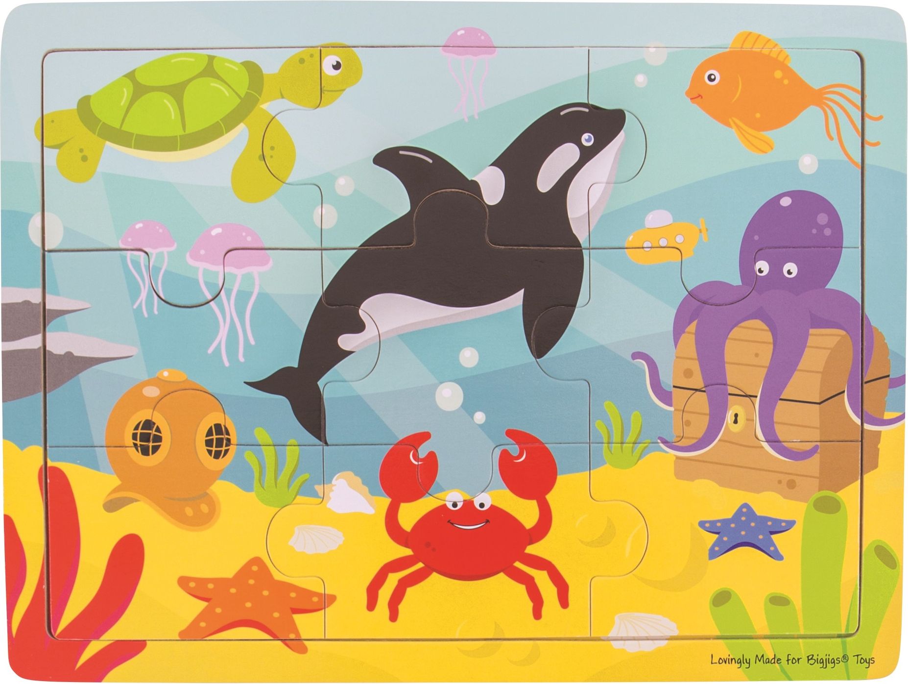 Bigjigs Toys Dřevěné puzzle mořský svět - obrázek 1