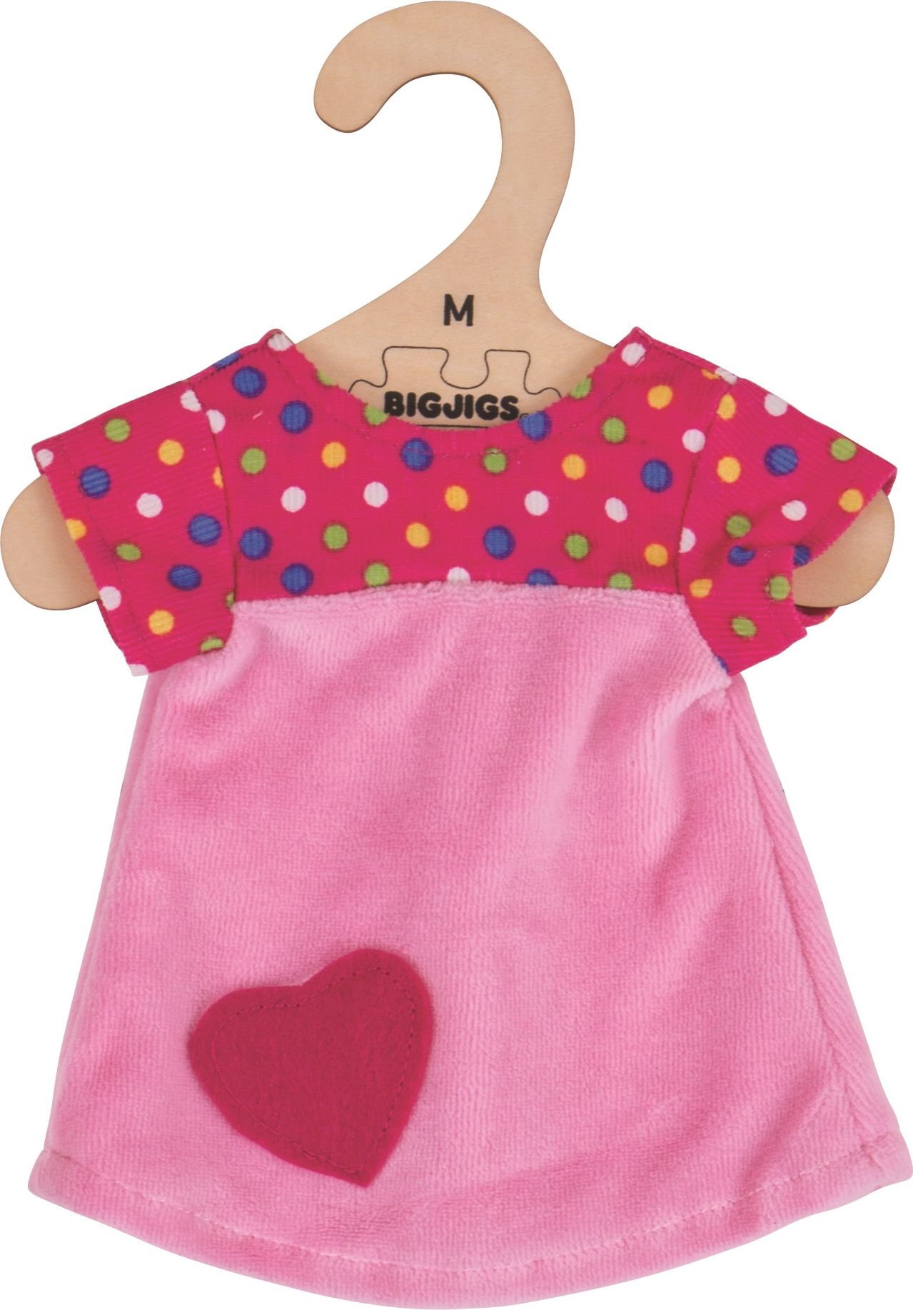 Bigjigs Toys Růžové tričko se srdíčkem pro panenku 34 cm - obrázek 1