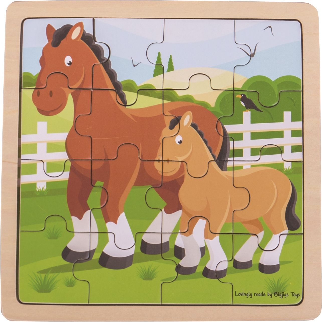Bigjigs Toys puzzle - Kůň s hříbátkem - obrázek 1