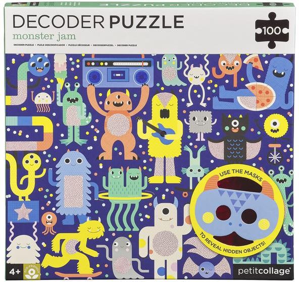 Petitcollage Puzzle příšerky 100 ks s 3D brýlemi - obrázek 1