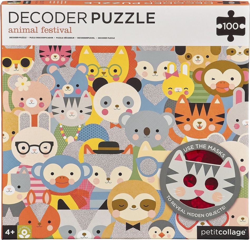 Petitcollage Puzzle zvířátka 100 ks s 3D brýlemi - obrázek 1