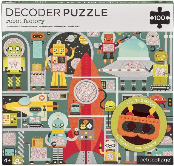 Petitcollage Puzzle roboti 100 ks s 3D brýlemi - obrázek 1