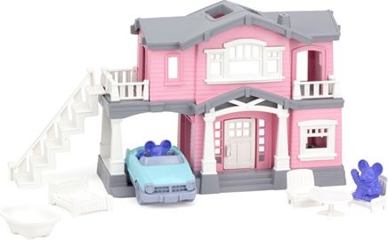 Green Toys Růžový dům s 9 ks příslušenství - obrázek 1