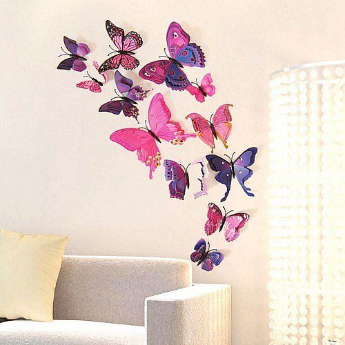 3D motýlci na zeď - fialová - obrázek 1