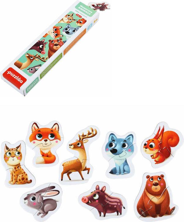 PUZZLIKA Baby puzzle skládačka Lesní zvířátka 8x 2 dílky pro miminka - obrázek 1