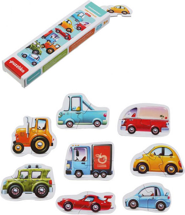 PUZZLIKA Baby puzzle skládačka Dopravní prostředky 8x 2 dílky pro miminka - obrázek 1