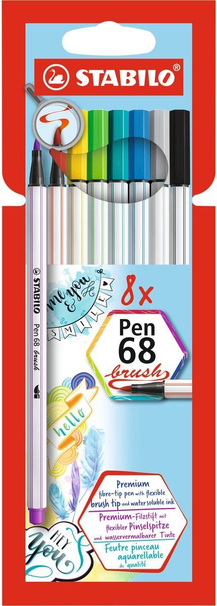 Stabilo Pen 68 brush 8 ks kartonové pouzdro - obrázek 1