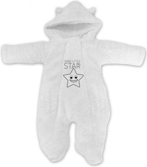 Baby Nellys Zimní chlupáčková kombinézka Liitle STAR, bílá, vel. 68 - 68 (4-6m) - obrázek 1