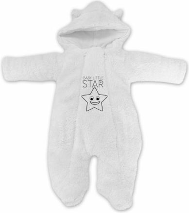 Baby Nellys Zimní chlupáčková kombinézka Liitle STAR, bílá, Velikost koj. oblečení 68 (4-6m) - obrázek 1