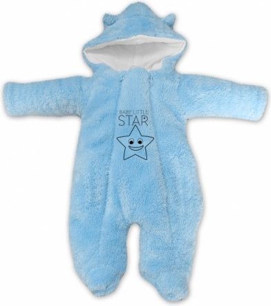 Baby Nellys Zimní chlupáčková kombinézka Liitle STAR, sv. modrá, Velikost koj. oblečení 56 (1-2m) - obrázek 1