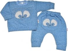 Kojenecká souprava 2-dílná bavlna - MEDVÍDEK modrý melír - vel.80 - obrázek 1