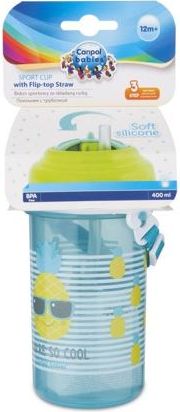 Canpol babies Cestovní sportovní láhev se slámkou a víčkem SO COOL Ananas 400ml - obrázek 2