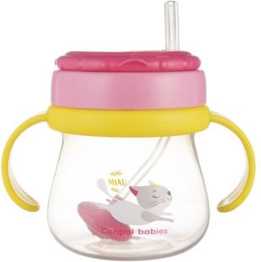 Canpol babies Hrníček sportovní se slámkou a závažím 250 ml růžový - obrázek 2