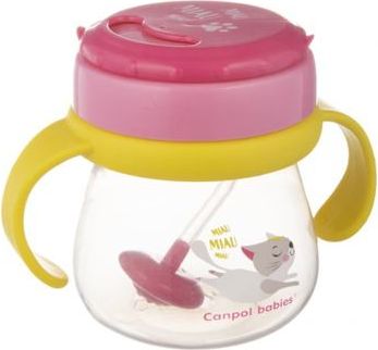 Canpol babies Hrníček sportovní se slámkou a závažím 250 ml růžový - obrázek 1