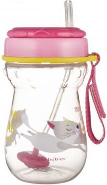 Canpol babies Hrníček sportovní se slámkou a závažím 350 ml růžový - obrázek 2