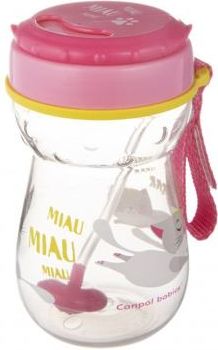 Canpol babies Hrníček sportovní se slámkou a závažím 350 ml růžový - obrázek 1