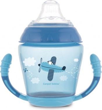 Canpol babies Nevylévací hrníček se silikonovým pítkem 230ml TOYS modrý - obrázek 1