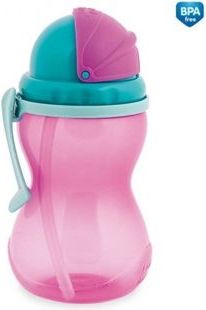 Canpol babies Sportovní láhev se slámkou 370 ml růžová - obrázek 1