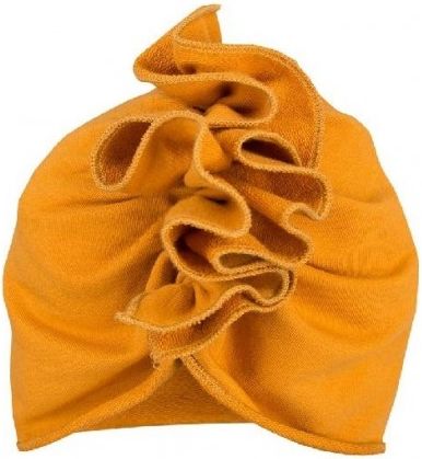 EEVI Dětská jarní/podzimní bavlněná čepice - turban, hořčicová, 1-3 roky - obrázek 1