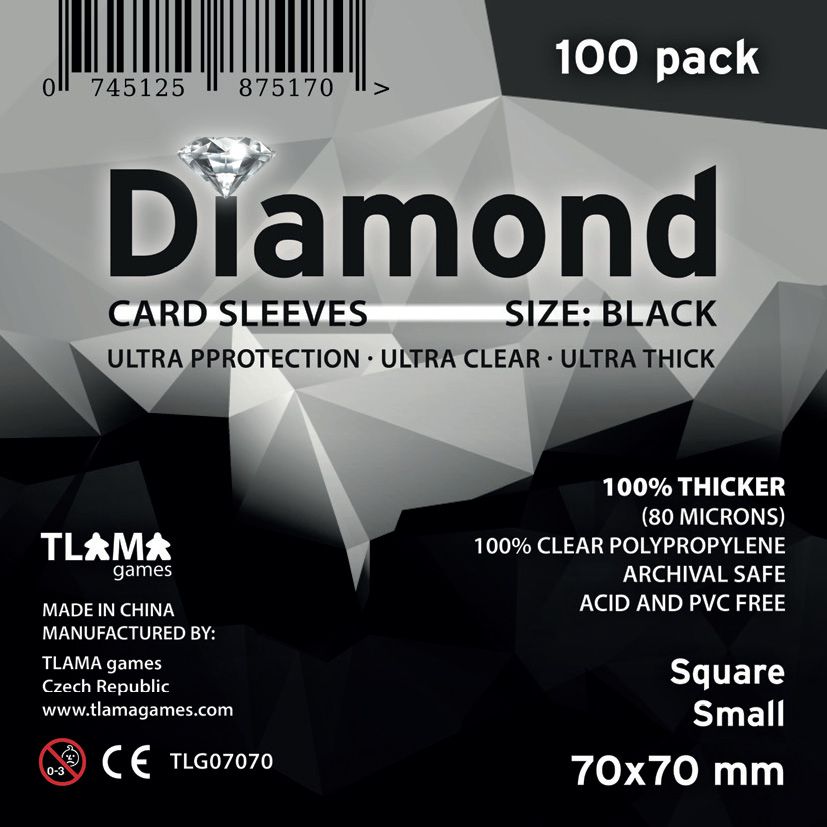 TLAMA games Obaly na karty Diamond Black: Square Small (70x70 mm) - obrázek 1