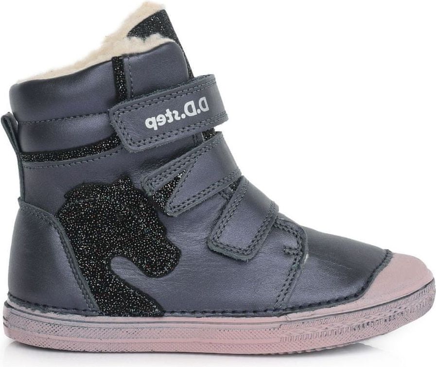 D-D-step dívčí zimní kotníčková obuv 049-975 26 tmavě modrá - obrázek 1