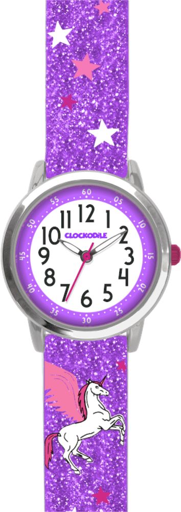 CLOCKODILE Fialové třpytivé dívčí hodinky s jednorožcem CLOCKODILE UNICORN - obrázek 1