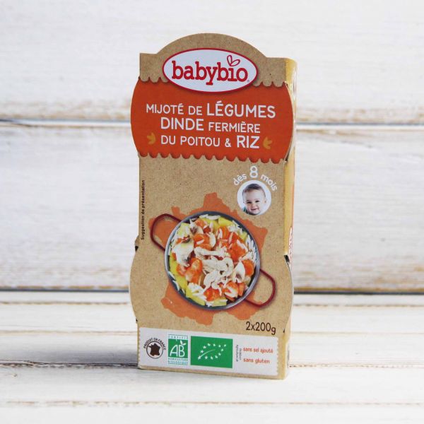 BabyBio menu zelenina s farmářským krůtím masem a rýží 2x200g - obrázek 1