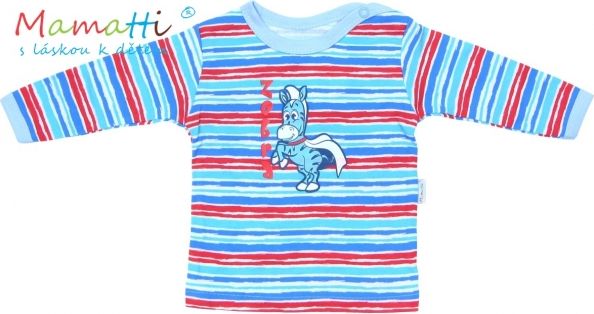 Tričko/košilka dlouhý rukáv Mamatti - ZEBRA - sv. modrá/barevné pružky - obrázek 1