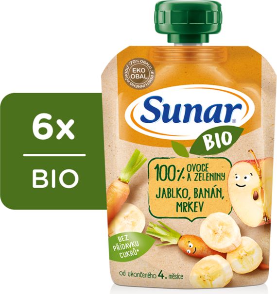 6x SUNAR BIO Kapsička jablko, banán, mrkev 100 g - obrázek 1