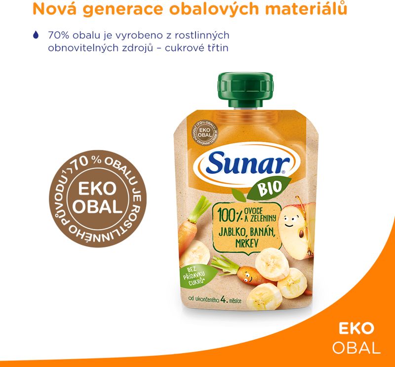 6x SUNAR BIO Kapsička jablko, banán, mrkev 100 g - obrázek 2
