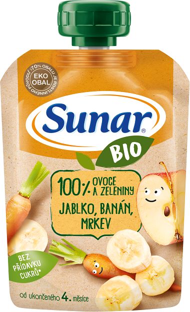 6x SUNAR BIO Kapsička jablko, banán, mrkev 100 g - obrázek 3