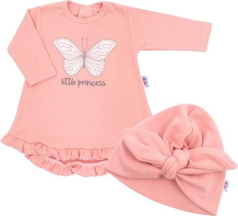 NEW BABY | New Baby Little Princess | Kojenecké šatičky s čepičkou-turban New Baby Little Princess růžové | Růžová | 62 (3-6m) - obrázek 1