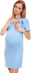 Těhotenská/Kojící noční košile krátký rukáv - SRDCE S MAŠLIČKOU modrá  - BeMaaMaa     velikost L/XL - obrázek 3